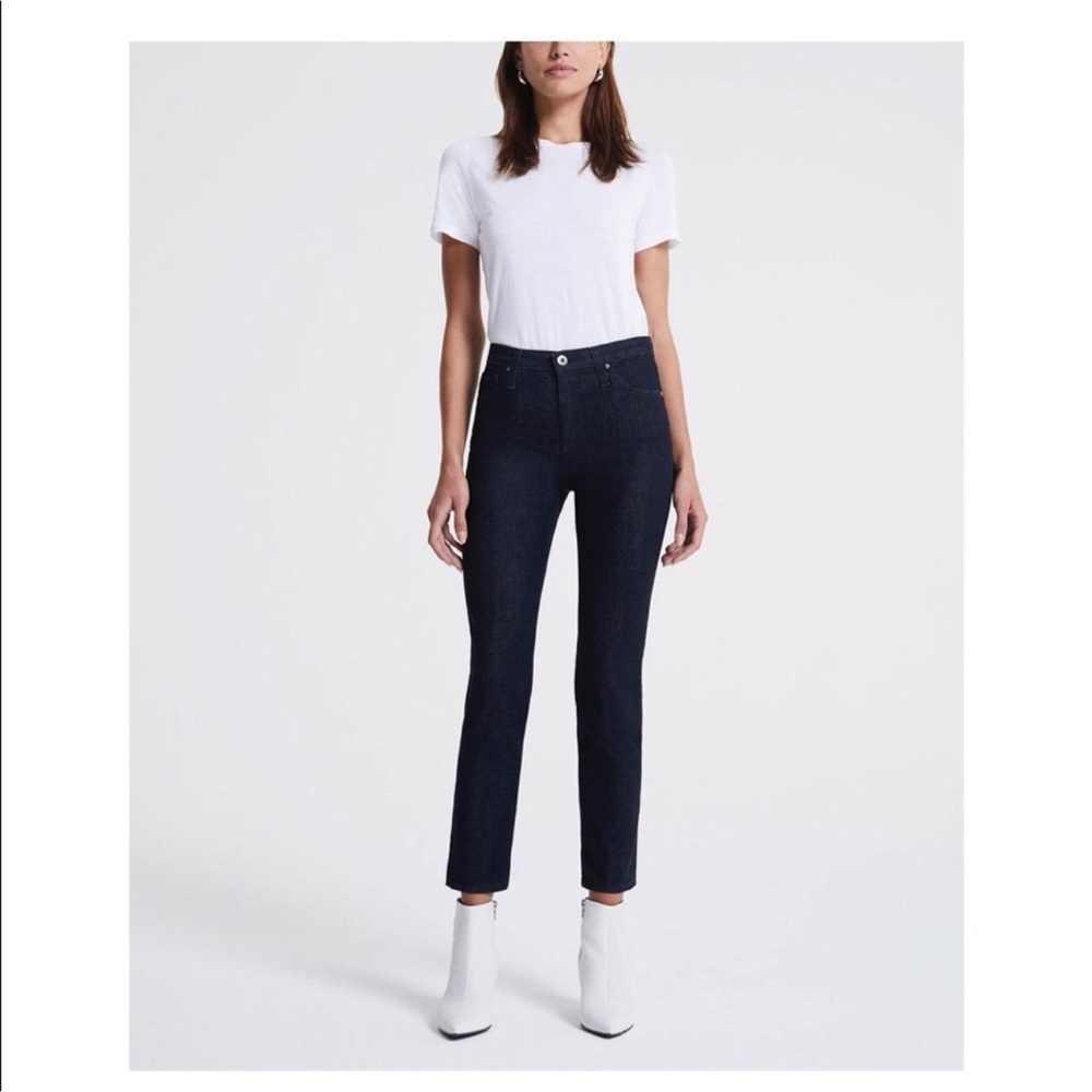 AG Adriano Goldschmied The Isabelle High Rise Straight Leg Crop Jeans in Black